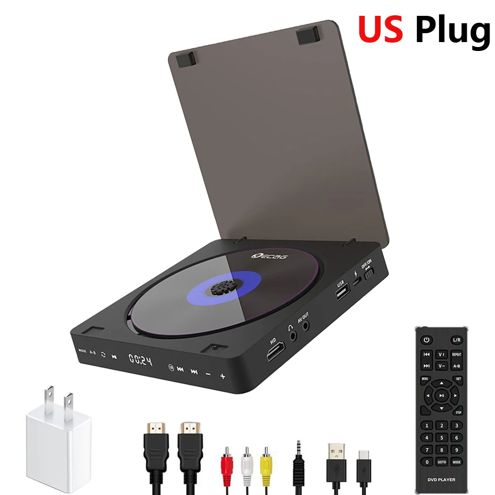 NONE Woopker DVD-Player HD-Player HDMI AV-Anschluss mit USB-Eingang Kopfhörerausgang Touch-LED-Bildschirm HD 1080P Typ-C 5V / 2A 4