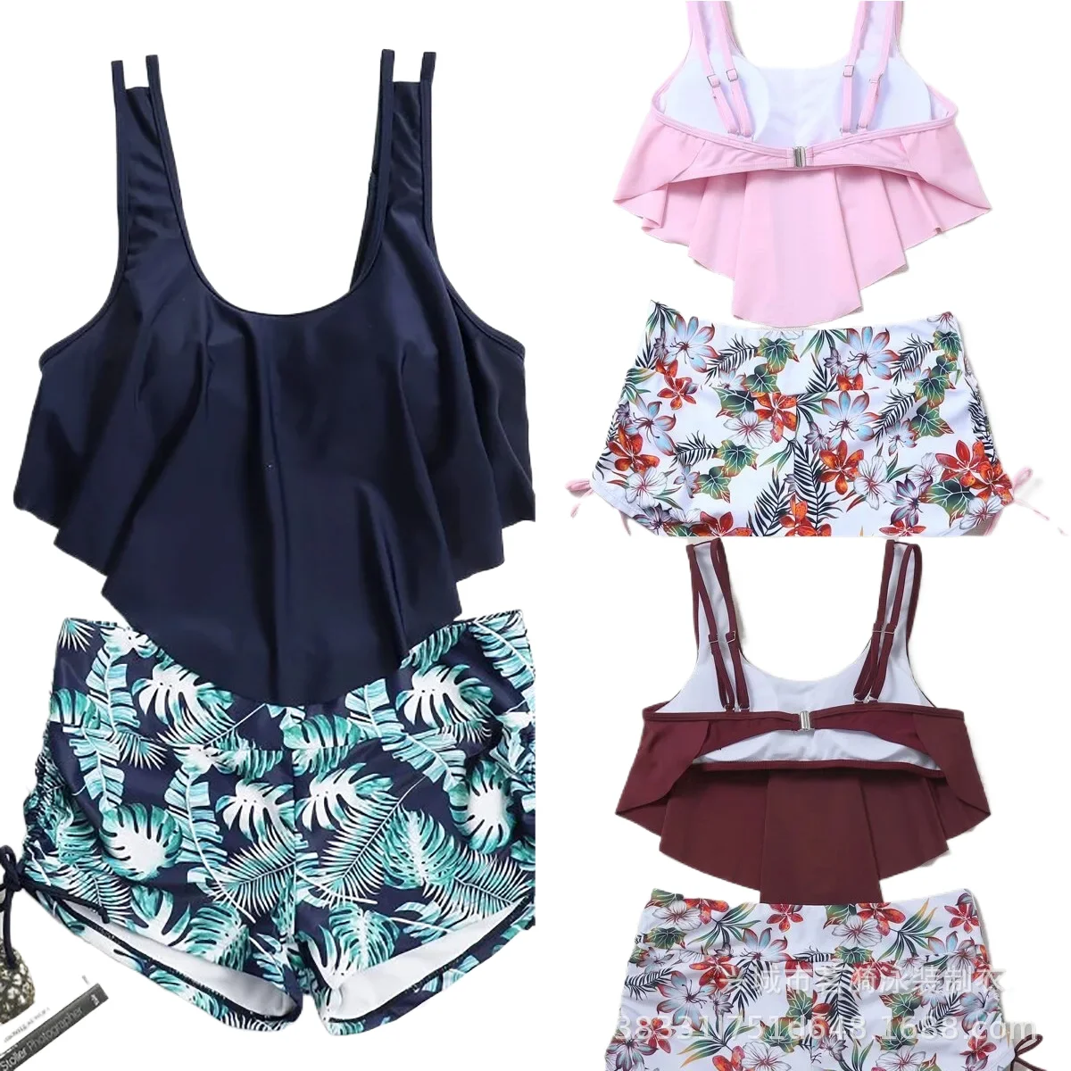 

Summer Ruffles Swimsuits Tankini Sets Female Swimwear Sports Beach Wear Two-Piece Bathing Suits Pool Women Swimming Suit 2024