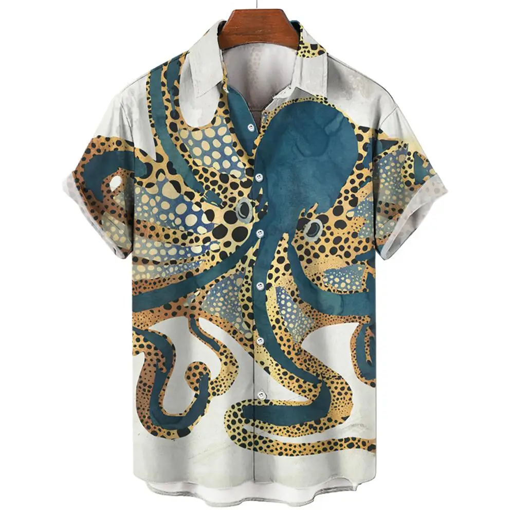 

Ocean Octopus Shirt New 3d Printed T-Shirt Men's Short-Sleeved Shirt Summer Fashion Casual Ultra Thin Shirt Clothing 2024