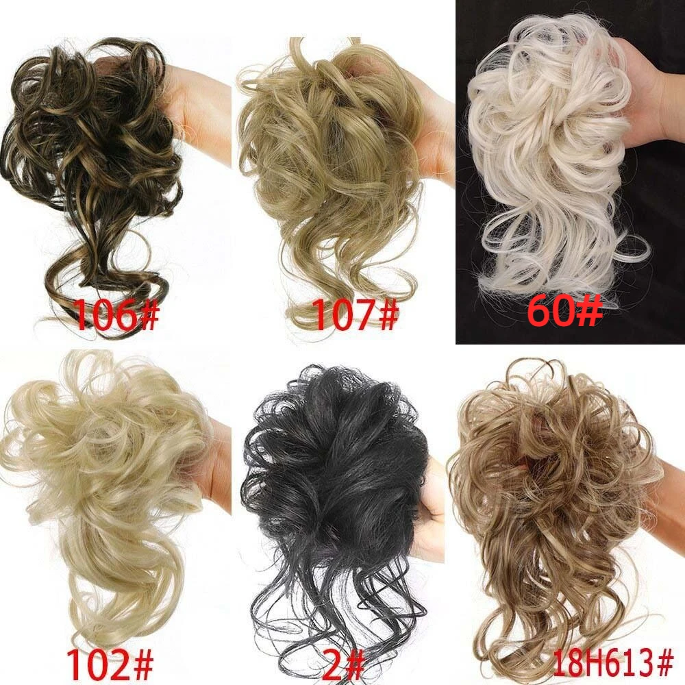 Natural Scrunchy Hair Extension Curly Chignon Elastic Messy Curly Hair Band Chignon Wig False Hair Pieces Synthetic Hair Bun