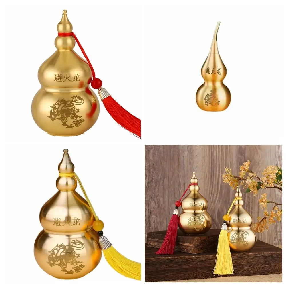 Retro Handicraft Fire-avoiding Dragon Gourd Chinese Style Brass Copper Gourd Smooth Ancient Craft Northwest Corner