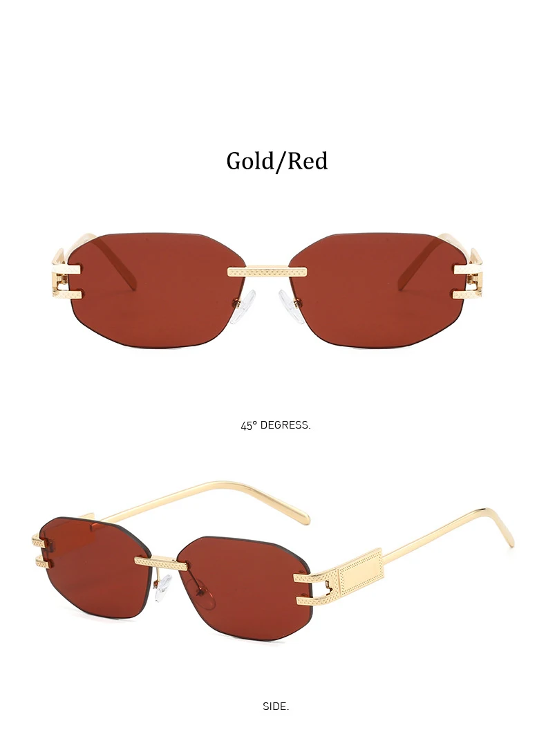 Retro Rahmenlose Sonnenbrille Frauen 2025, Neue Trendy Mode Marke Sonnenbrille Damen Hohe Qualität Klassische Männer Luxus Brillen UV400 – Detail 12
