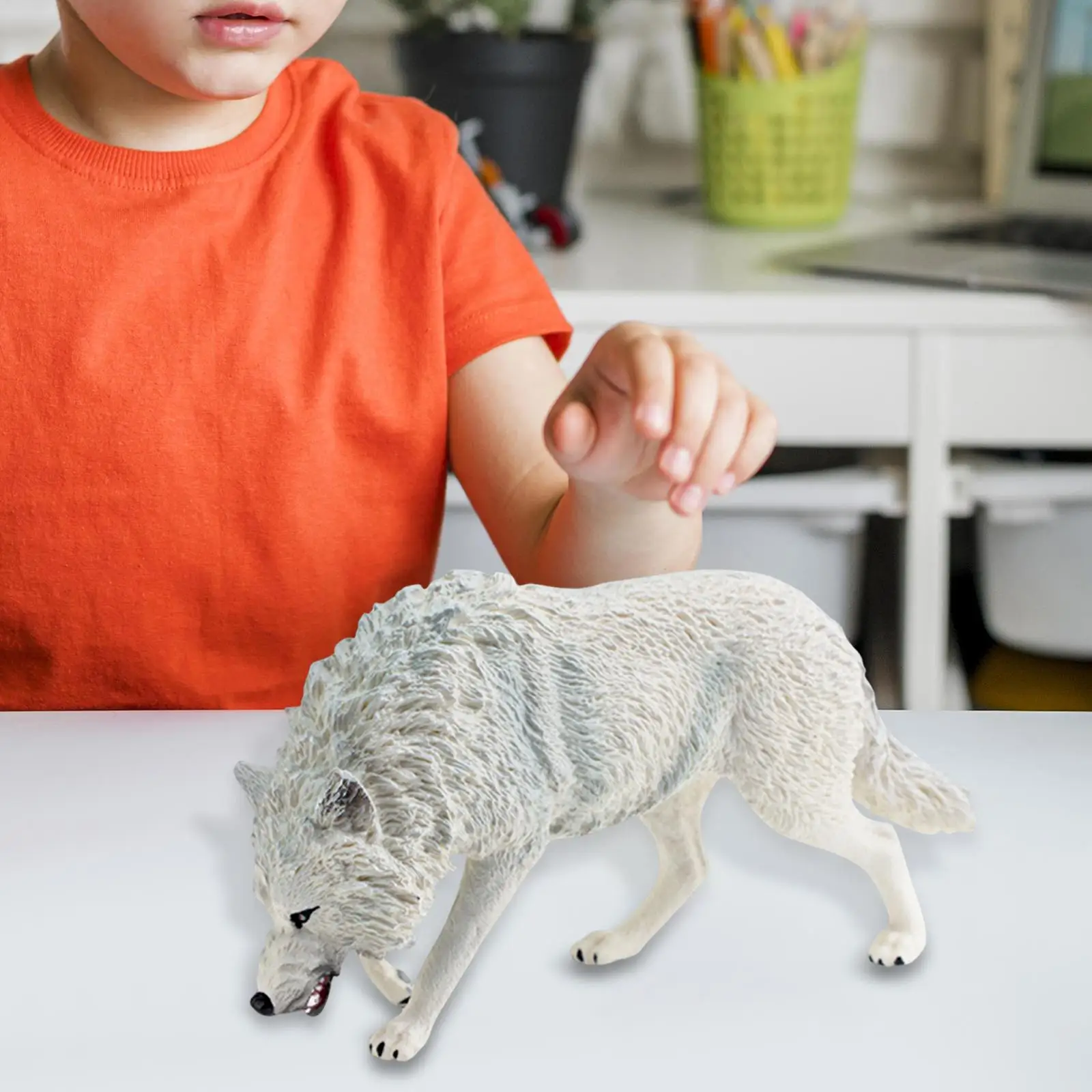 Mini Wolf Beeldje Home Decor Handgeschilderde Model Collectie Educatief Speelgoed voor