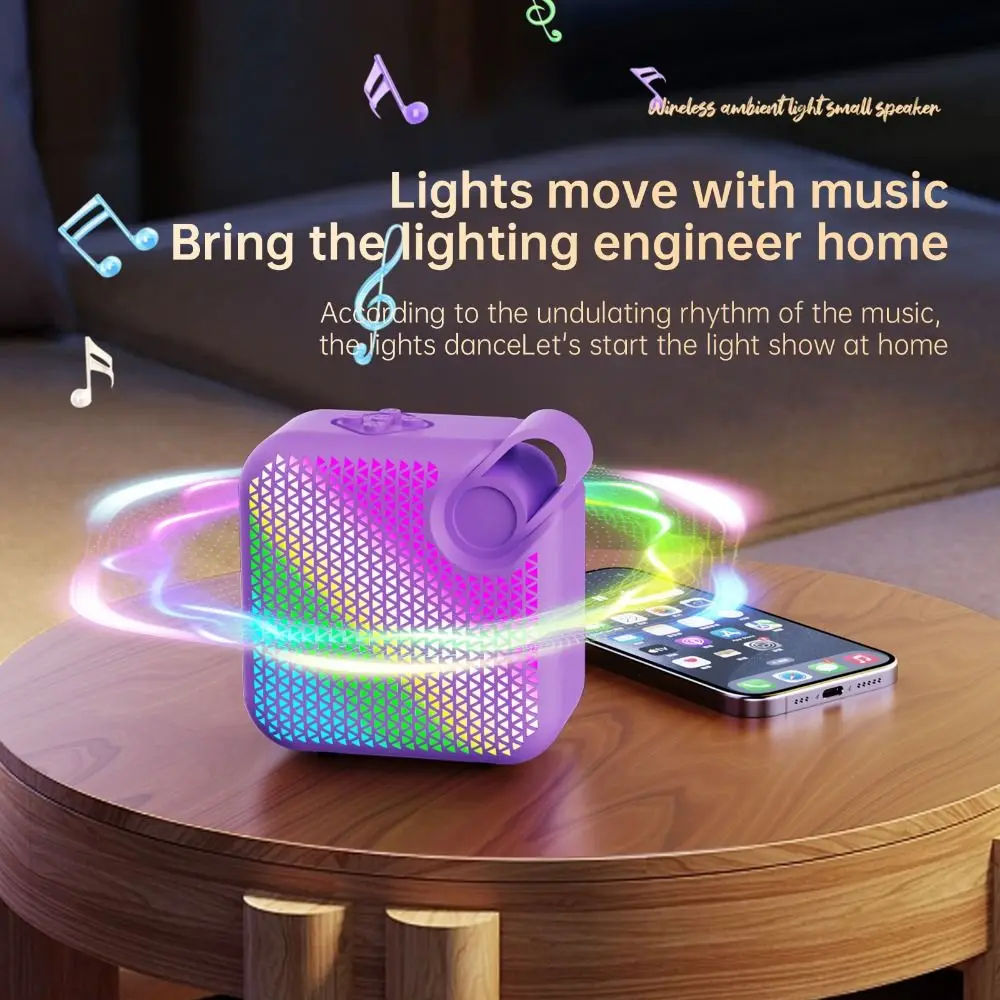 

Mini Portable Bluetooth Speaker with Atmosphere Lamp Stereo Sound Subwoofer Wireless Sound Box High Sound Quality Super Bass