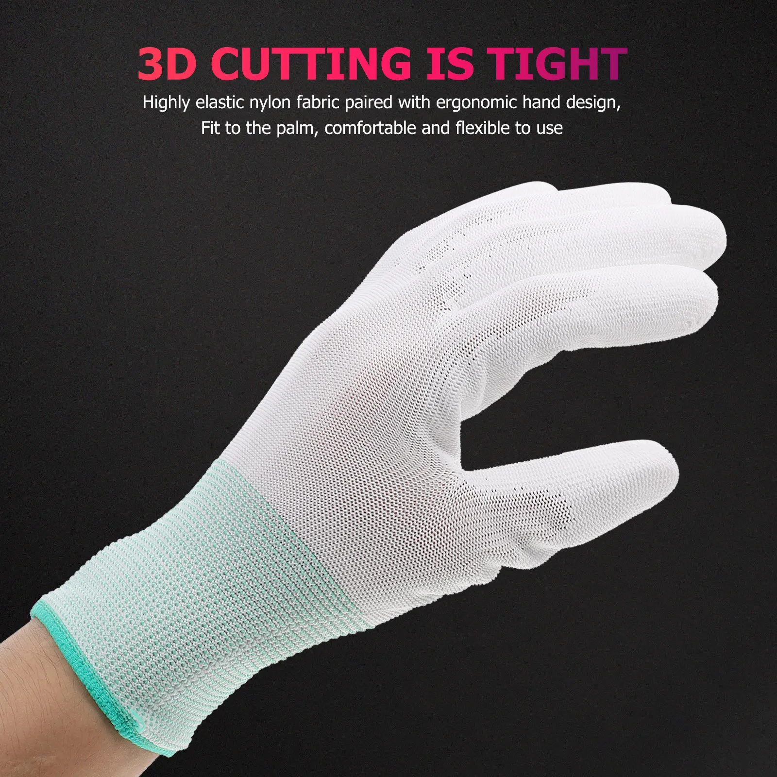 

12Pcs Anti-Static Nylon Gloves PU Coated Durable Soft Comfortable for Mechanics Electricians Computer Work Mechanic Gloves