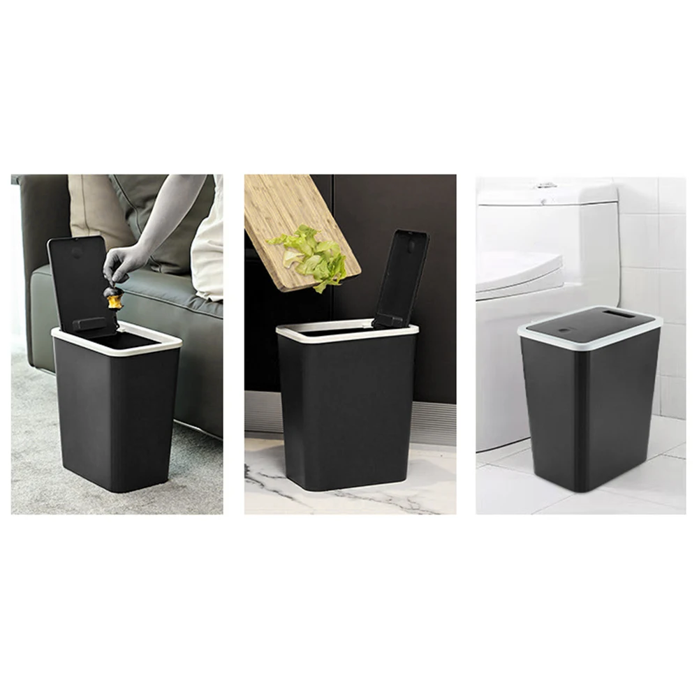 Modern Press-Down Lid Trash Can For Home Office Bedroom, Compact PVC Waste Bin With ForOdor Control, Space Saving Design