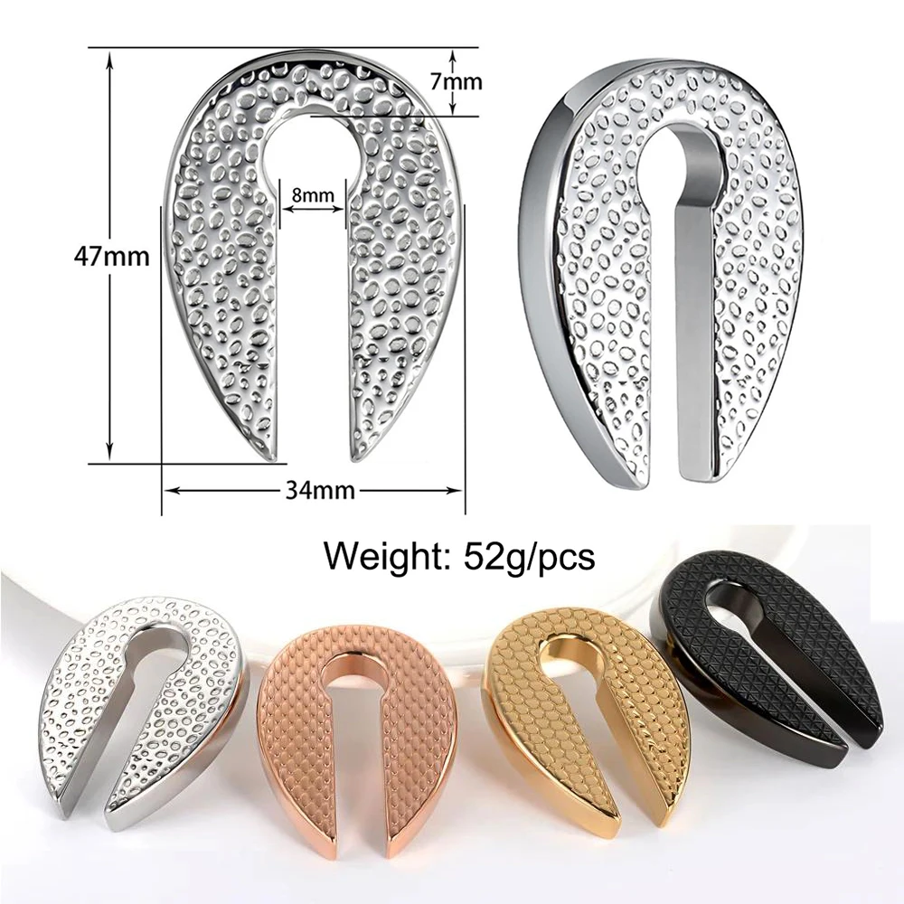 TJP 2PCS Stainless Steel Thump Dream Catcher Honeycomb Ellipse Pattern Ear Weight Body Piercing Jewelry Earring Expanders