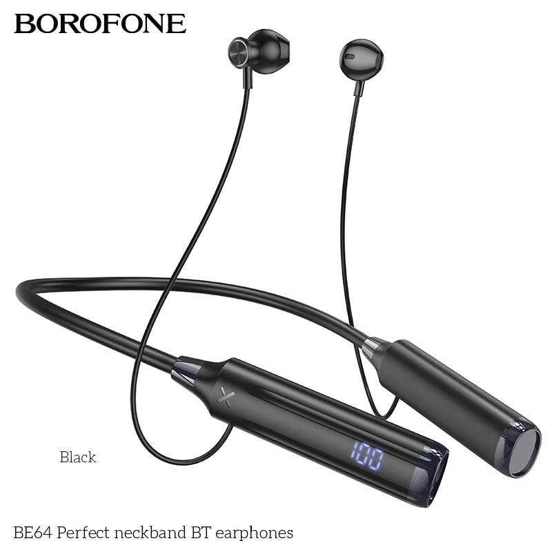 

BOROFONE BE64 NeckBand Bluetooth Headsets Sports Wireless Earphones Hifi Sounds Digital Power Display for Mobile Phone TF card