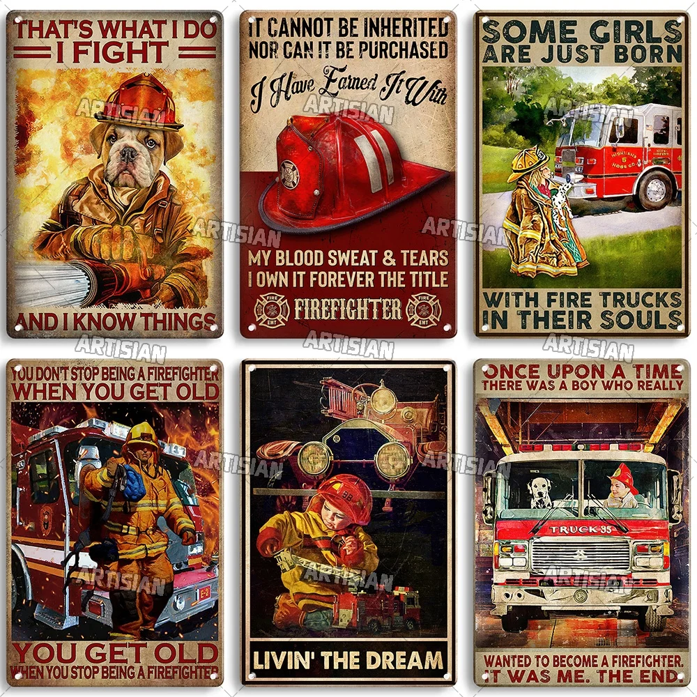 Artisian Firefighter Metal Plaque Fireman Tin Poster Decorative Sign Wall Decor Garage Bar Pub Club Hotel Kitchen Home Man Cave