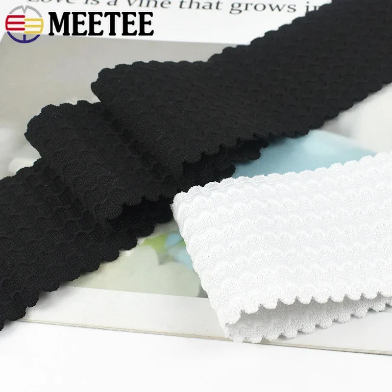 1-5M Wave Elastic Band for Underwear 40-70mm Wide Rubber Bands Trousers Elasticity Belt Clothes Stretch Ribbon Sewing Webbing