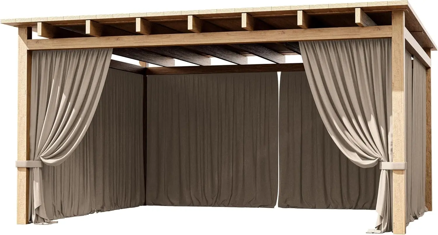 

4 Panel Gazebo Curtain 12×14ft Waterproof Outdoor Privacy Panels with Zipper Designed for Patio & Backyard Gazebo Tent (Curtain