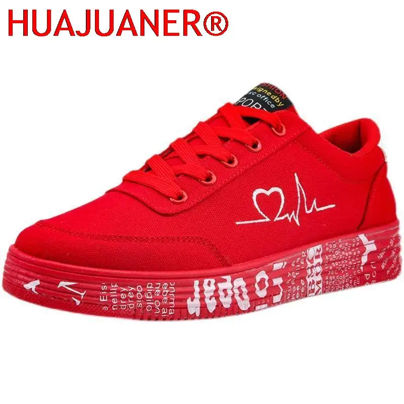 

HUAJUANER Sneakers Women 2025 Fashion Vulcanized Shoes Ladies Lace-up Casual Shoes Breathable Canvas Lover Shoes Graffiti Flat