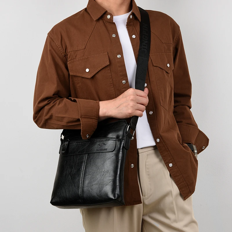 Business-Casual-Rucksack für Herren, Umhängetasche aus PU-Leder mit mehreren Fächern und großem Fassungsvermögen – Detail 10