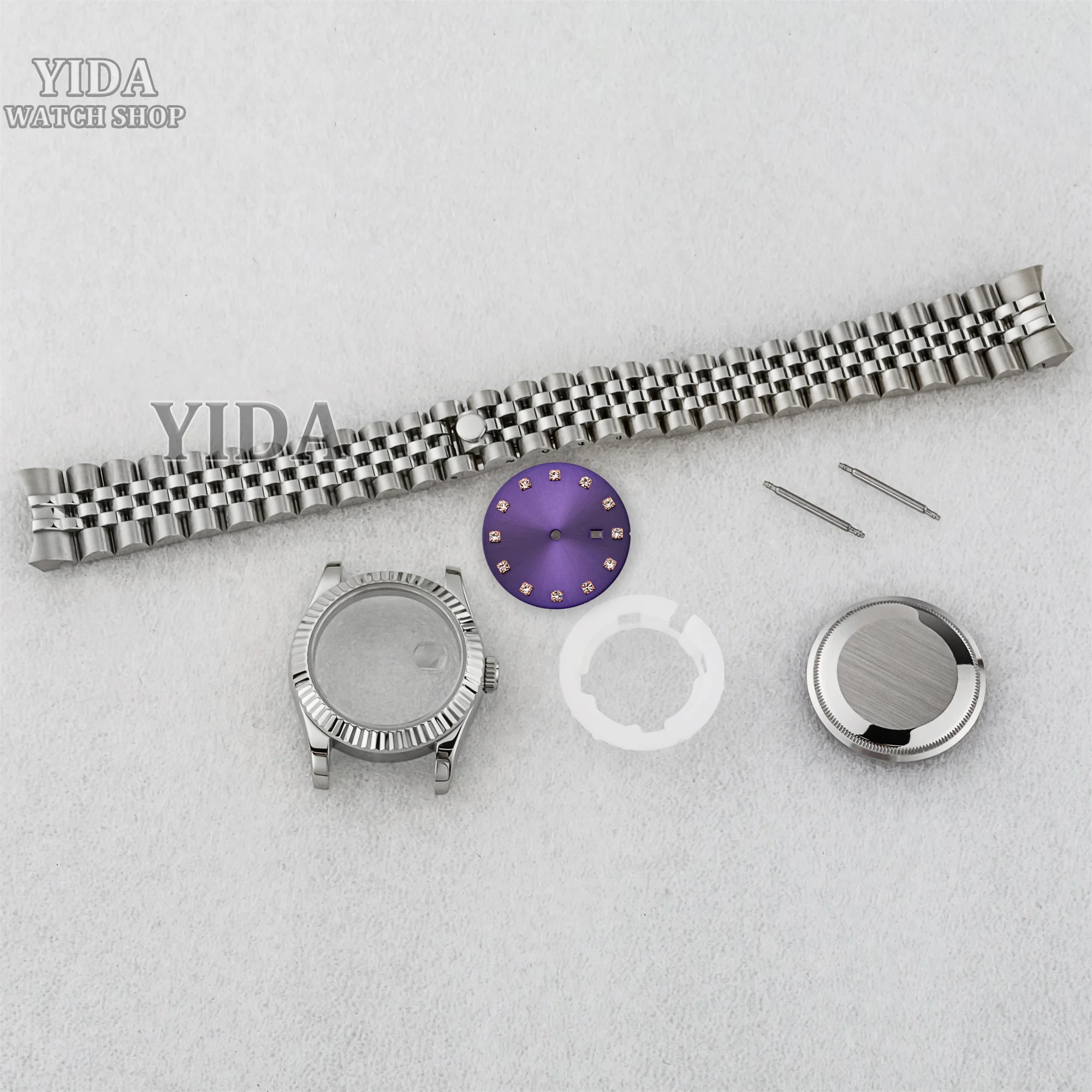33MM Watch Case 25mm Diamond Dial Stainless Steel Band Sapphire Glass For DATEJUST NH05 NH06 Movement Modified Watch Accessories