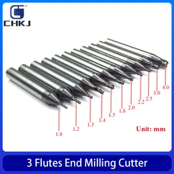 CHKJ 1.0mm-4.0mm Tungsten Steel 3 Flutes End Milling Cutter Staight Bits For WENXING DEFU MODEN All Vertical Key Cutting Machine