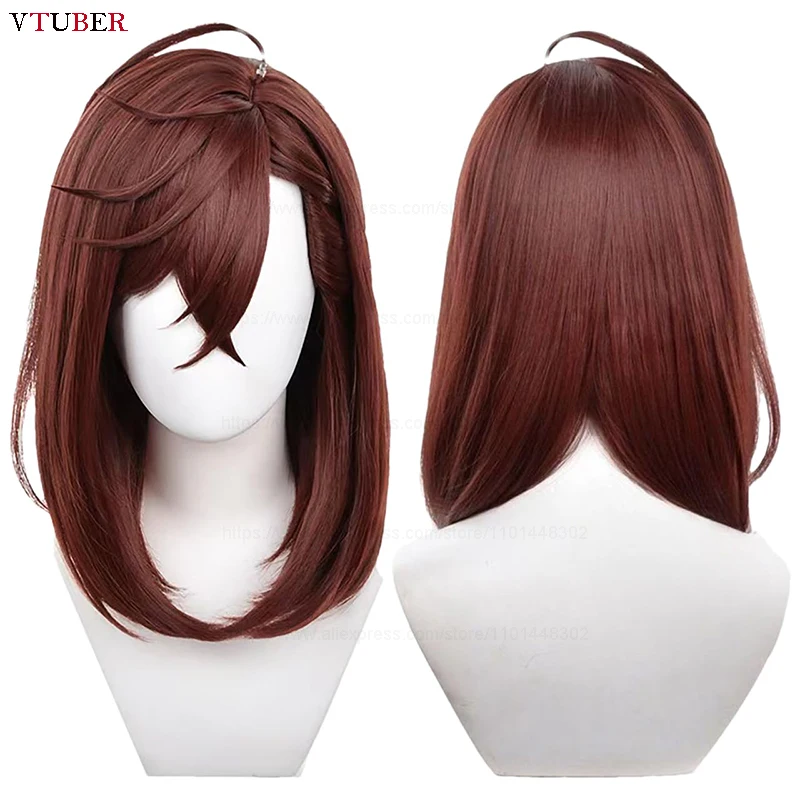 Momo Ayase Cosplay Wig Dandadan Cosplay Brown Short Hair Heat Resistant Synthetic Hair Anime Wigs + Wig Cap