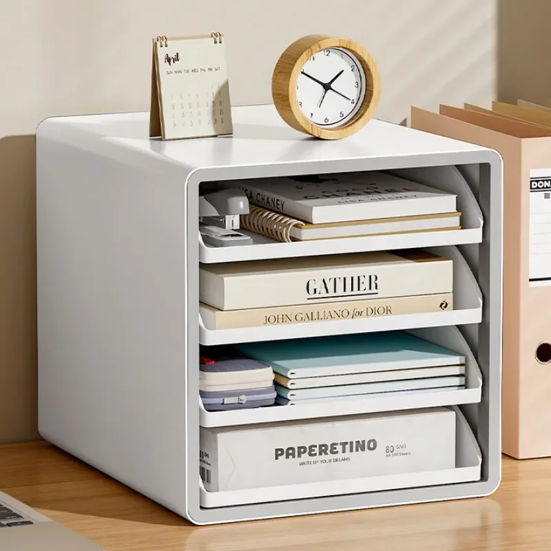 Desktop File Cabinet Open File Box File Cabinet Integrated Drawer Transparent Plastic Multi-layer Sorting Desk Thickened PET