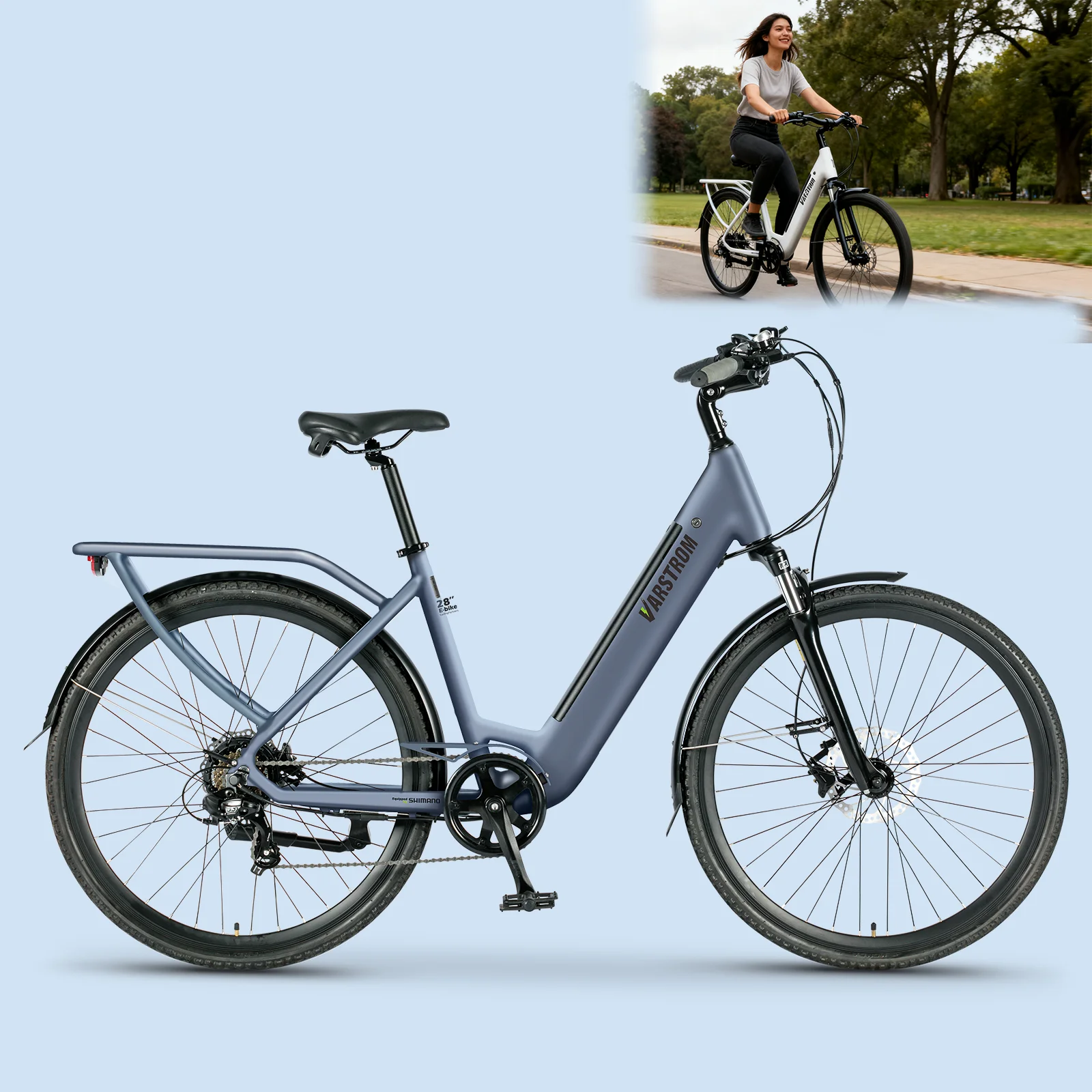 28 inch Electric bike for daily commuting, range of km, 250 W, battery 36 V 13 Ah, speed of 25 km/h, 7 speeds, disc brakes, Electric bike
