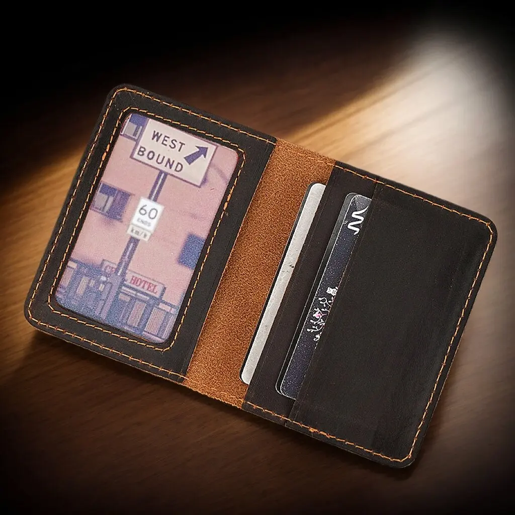 

Retro Women and Mens Credit Card Holder Handmade Short Ultra Thin Slim Portable Crazy Horse Real Leather ID Cover Pouch