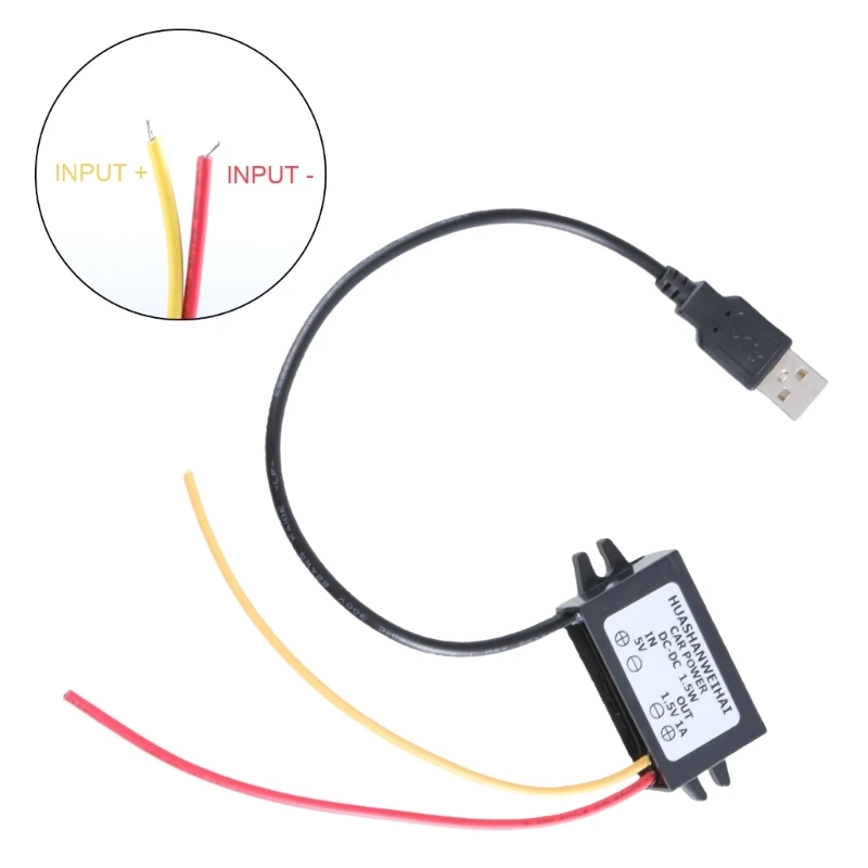 Modul Pengurangan Tegangan Tahan Air Konverter Daya Ujung Terbuka USB 5V2A .5V1A