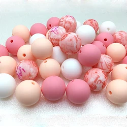 20PCS/Lot 15MM Mix Color Round Silicone Beads Loose Spacing Bead For Jewelry Making DIY Keychain Bracelets Necklace Accessories