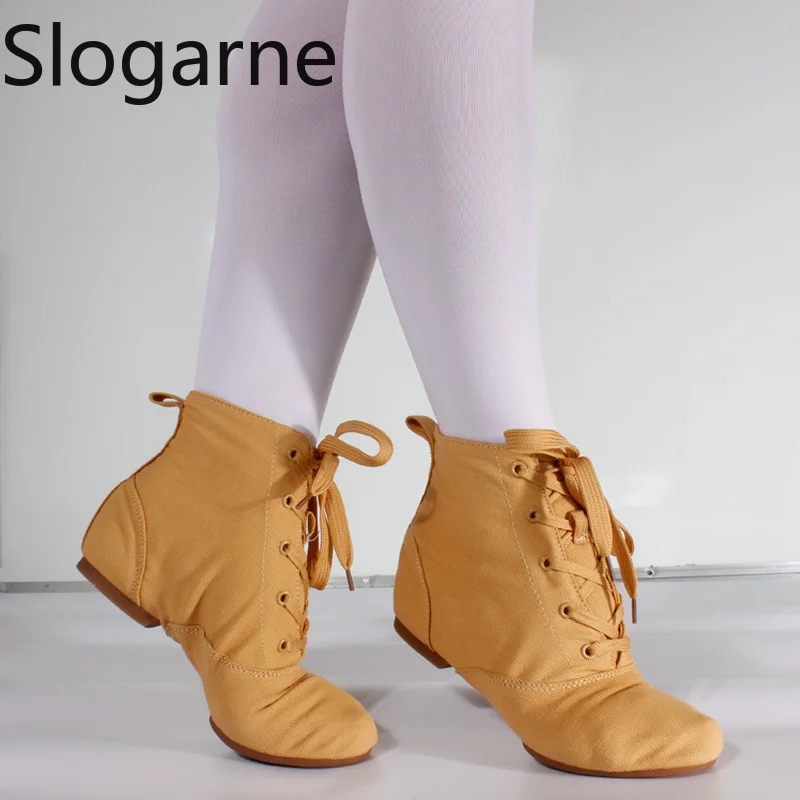 Women's New Jazz Boots Children High Top Dance Shoes Ballet Shoes Soft Sole Men Modern Dance Yoga Train Canvas Dance Short Boots