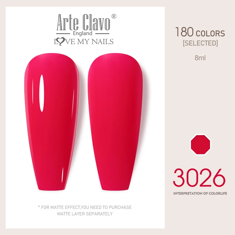 Arte Clavo 8ml rouge rose couleurs Gel vernis à ongles paillettes ongles Art TPO-Free bouteille UV Gel vernis HEMA-Free LED laque tremper