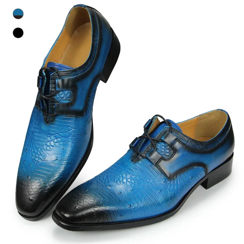 

Men's Dress Shoes Classic Formal Derby Shoes Lace Up sapato social masculino Blue Casual Office Dance Working And Daily Wear new