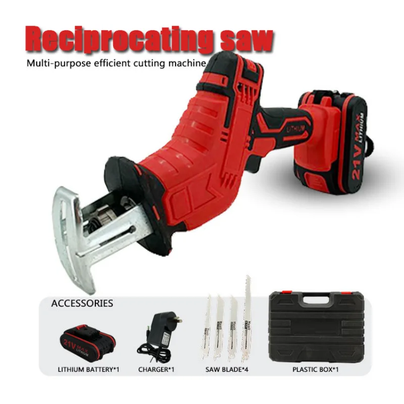 21V Cordless Reciprocating Saw Portable Adjustable Speed Chainsaw Wood Metal PVC Pipe Cutting Saw Power Tool Makita Battery