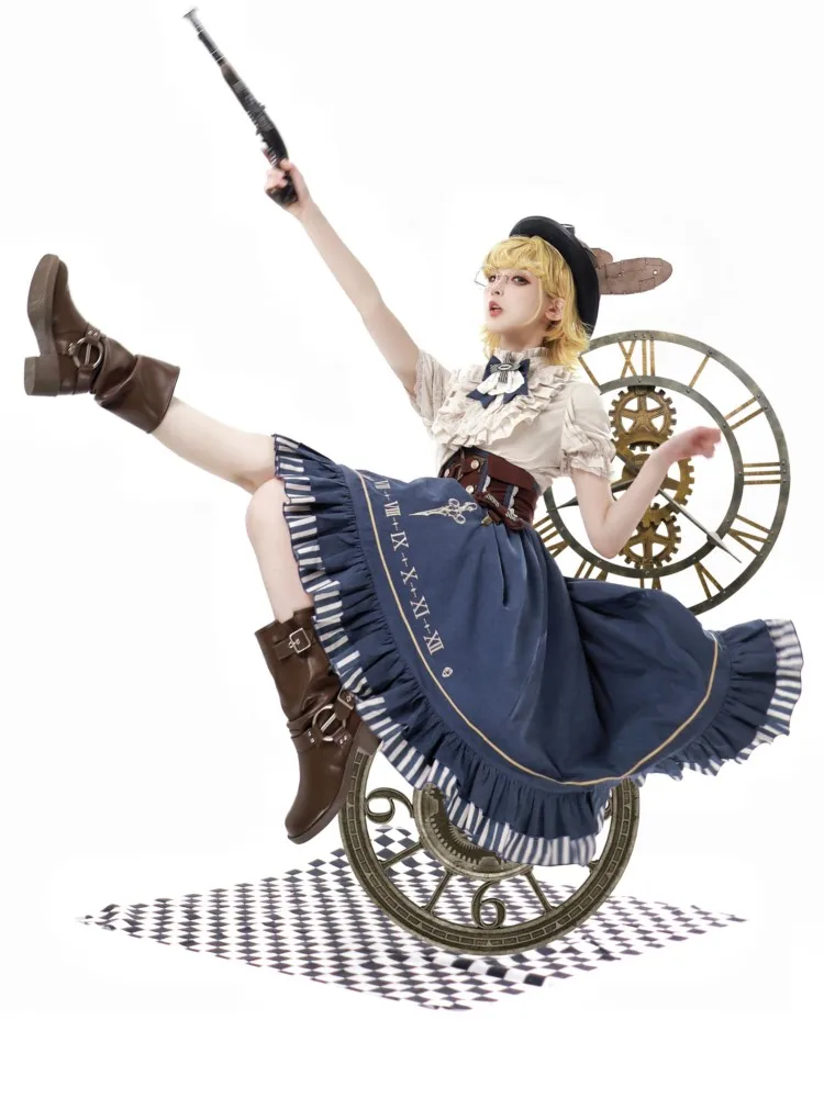 قميص تنورة مكون من قطعتين على طراز البخار