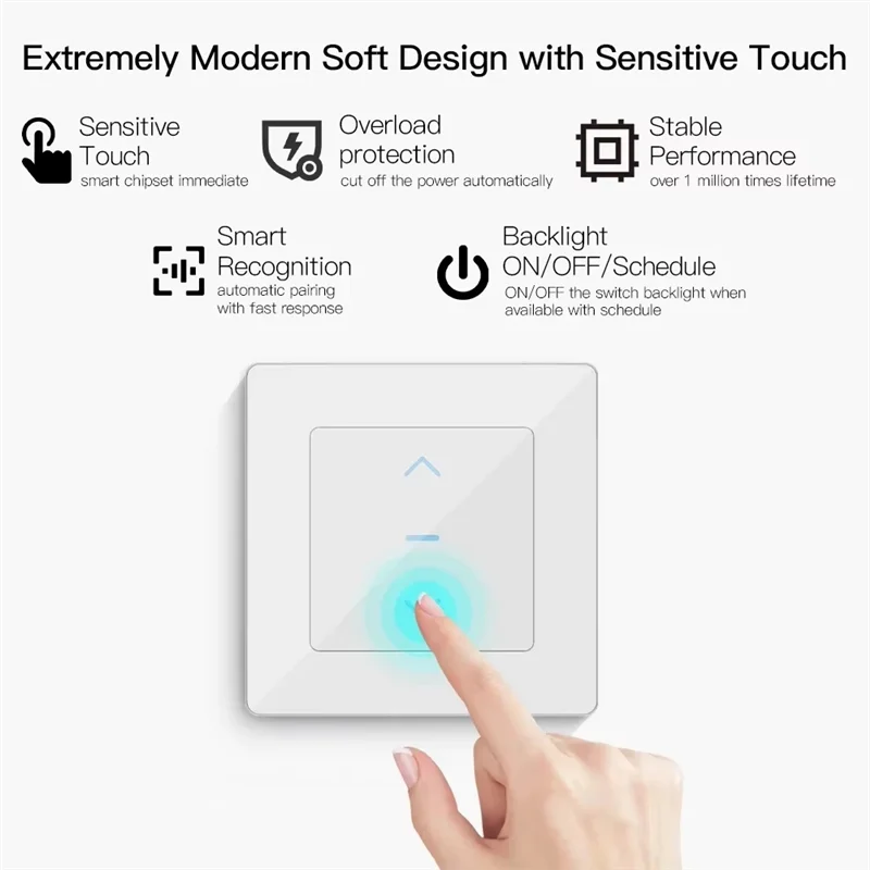 

ABJO-Touch Design Wi-Fi умный переключатель штор для моторизованных штор и рулонных штор работает для Alexa Google