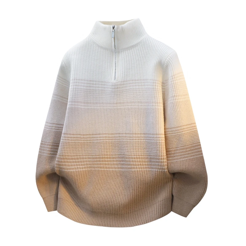 Autumn/Winter Standing Neck Men's Sweater New Trendy European Half Zipper Knitted High Quality Versatile Fashion Men's Tops