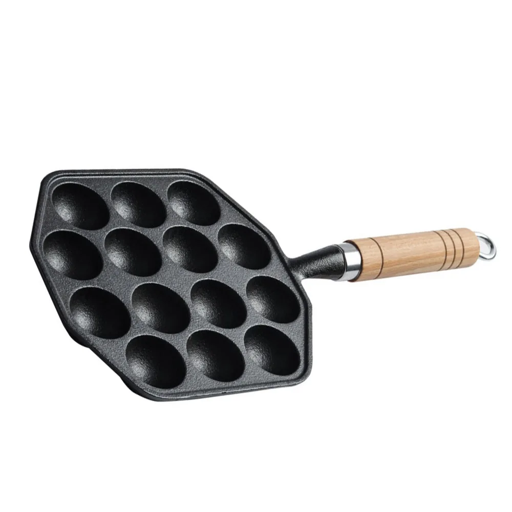Cake Cooking Tool Cast Iron Takoyaki Maker 14 Holes Nonstick Mochi Maker Easy To Clean Durable Grill Pancake Pan Home Kitchen