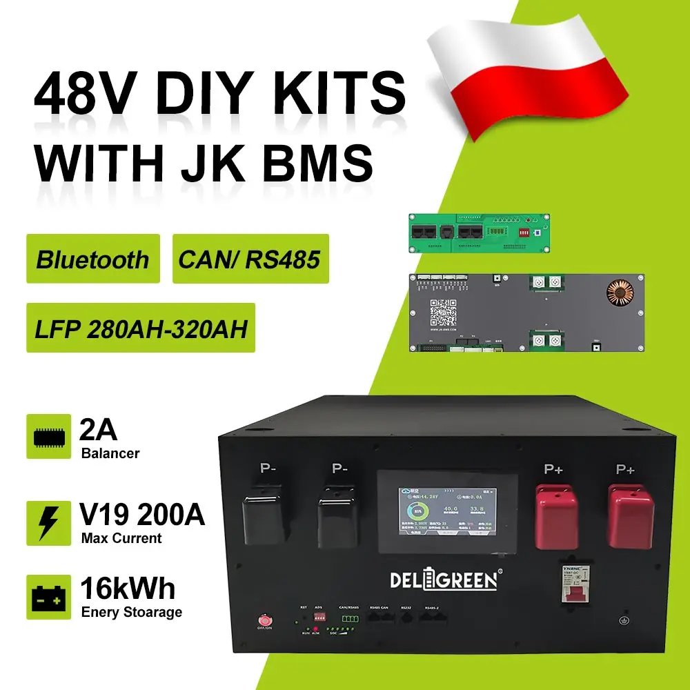 JK BMS V19 bricolage boîte verticale 48V LiFePO4 boîtier de batterie avec 16S 200A 51.2V Kits de bricolage 280ah 320AH 340AH BT 2A équilibreur nouveau