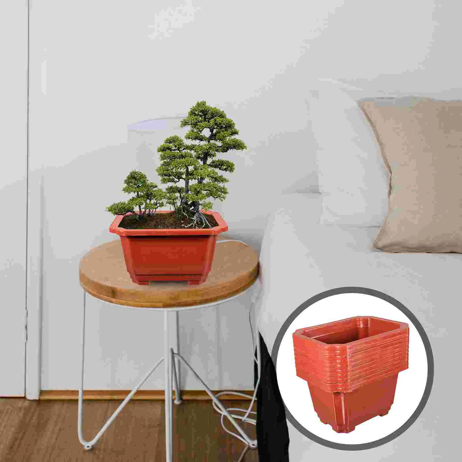 

10 Pcs Heavy Duty Rectangular Bonsai Pot Thickened Plastic Plant Container Ideal for Gardening Perfect for Home