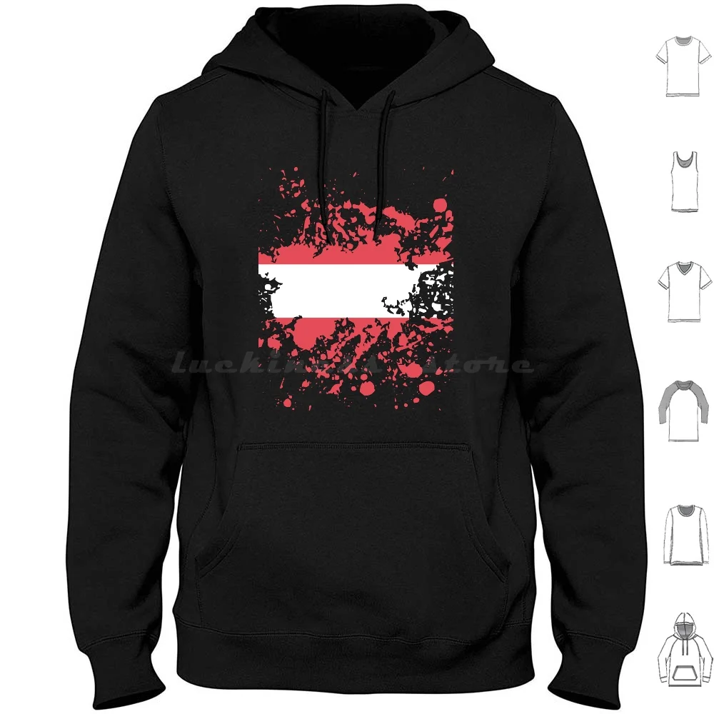 Austria Flag Ink Splatter Hoodie cotton Long Sleeve Austria Flag Ink Splatter Cool Modern Stylish Patriot