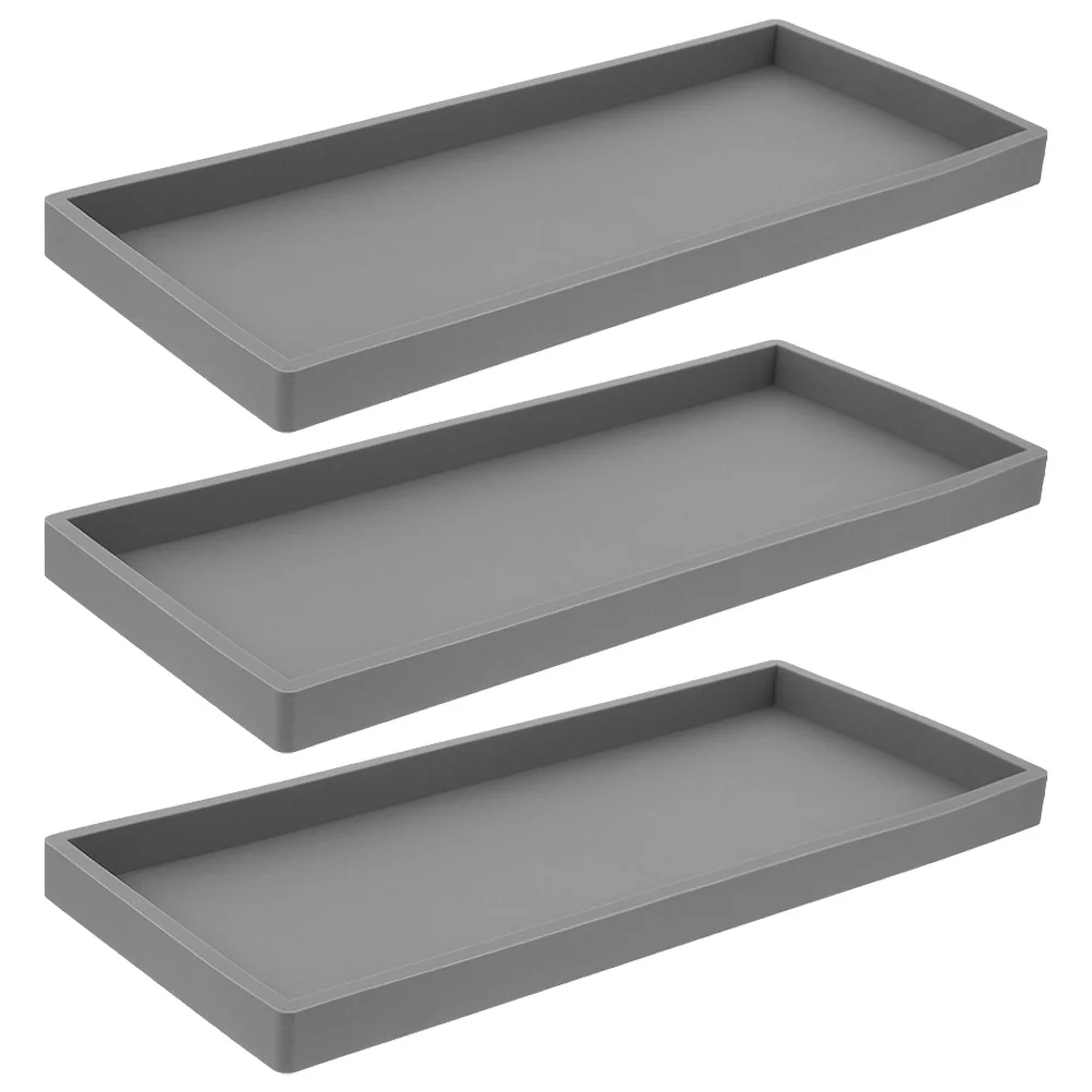 Bandeja de baño de silicona, organizador Rectangular, soporte para jabón, bandeja de almacenamiento antideslizante, organizador de baño, 3 uds.