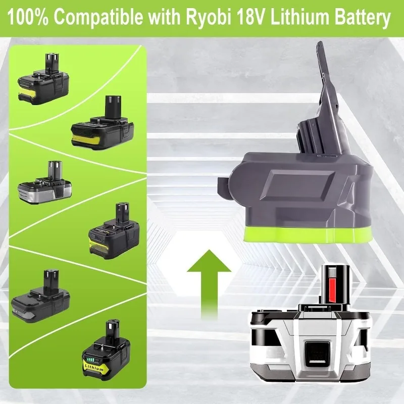 محول بطارية RYO18V7V8 2 في 1 متوافق مع المكانس الكهربائية من سلسلة Dyson V7 V8 لبطارية ليثيوم Ryobi 18 فولت #3