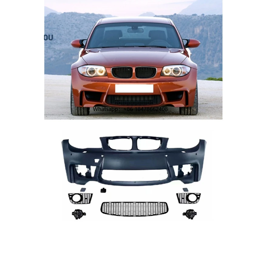 

E82 E87 Body Kits E82 E87 Upgrade M Style Front Bumper with Grille Fog Light Grill for 1 Series E82 E87 2008 2009 2011