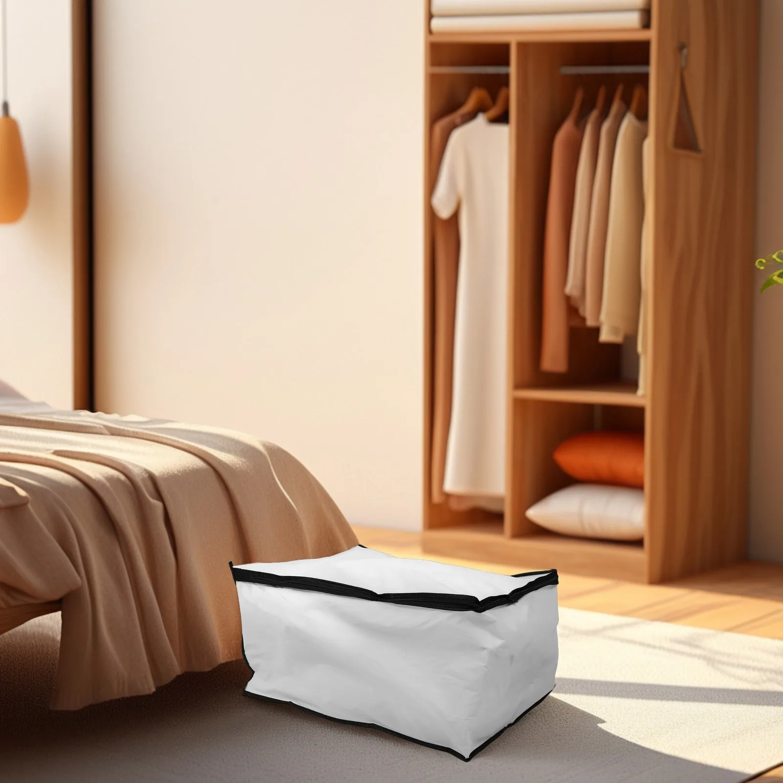 2Pcs Under Bed Storage Bags Waterproof Transparent Foldable Organizer for Bedding Clothes Quilt Space Saving Storage Solution