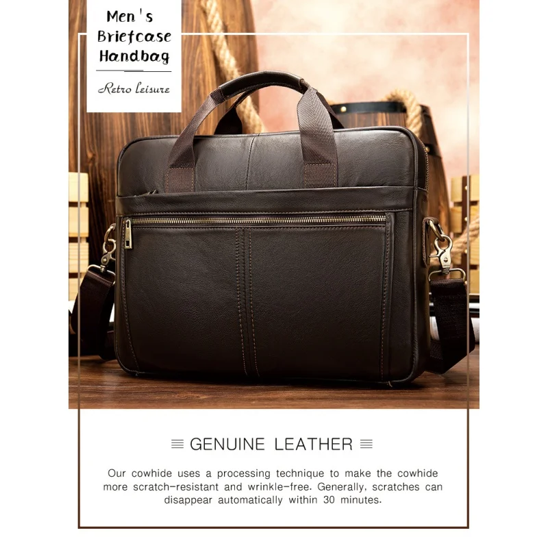 Neue Männer Rindsleder Aktentasche Herren große Umhängetasche Vintage Dokument Schulter männliche Tasche Büro Handtasche für Männer Attache Fall