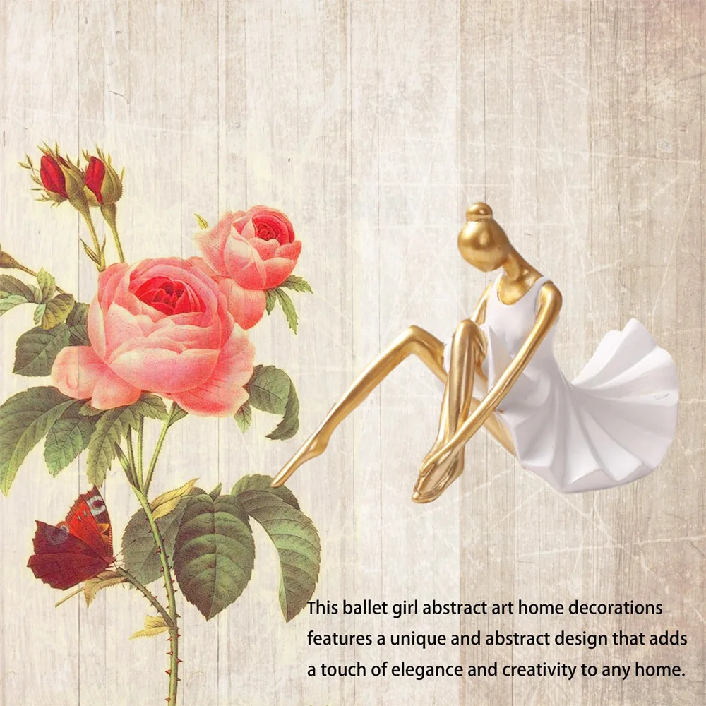 1 PC Ballet Girl Gold Home Decor Abstract Art Modern Sculptures Statues  Aesthetic Desk Dining Table Modern Living Room