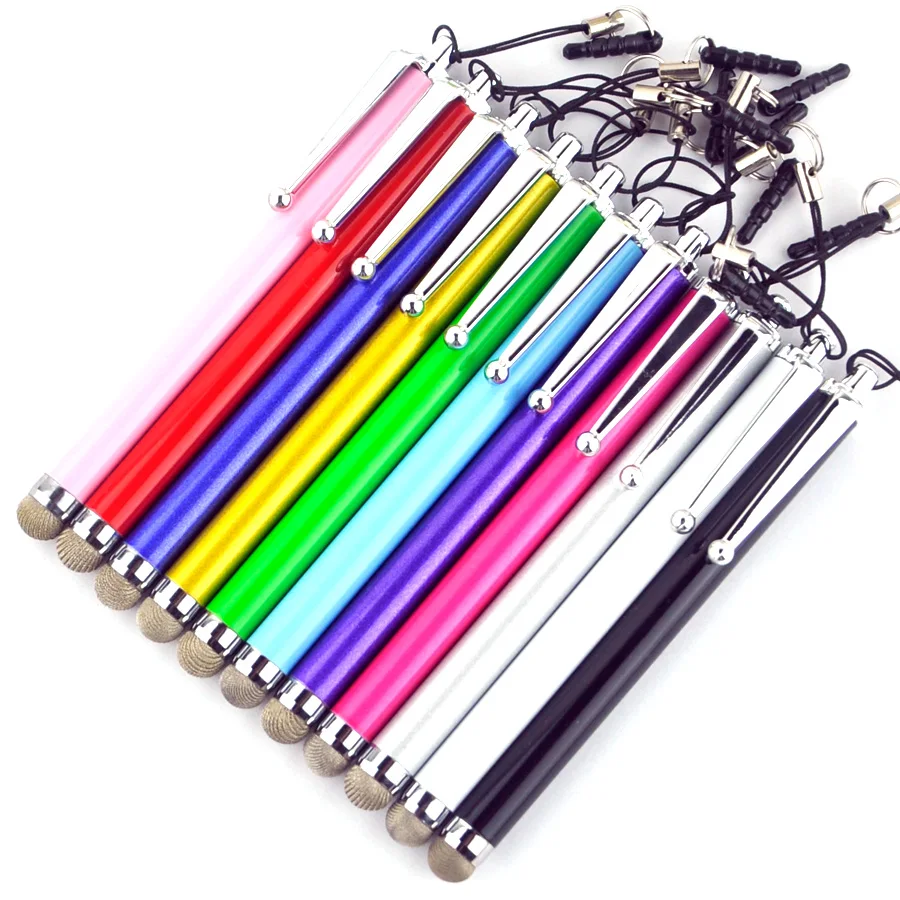 

100Pcs/Lot Free Custom Logo Mesh Fiber Universal Capacitive Stylus Touch Screen Pen For iPhone iPad Mini Huawei Samsung Tablet
