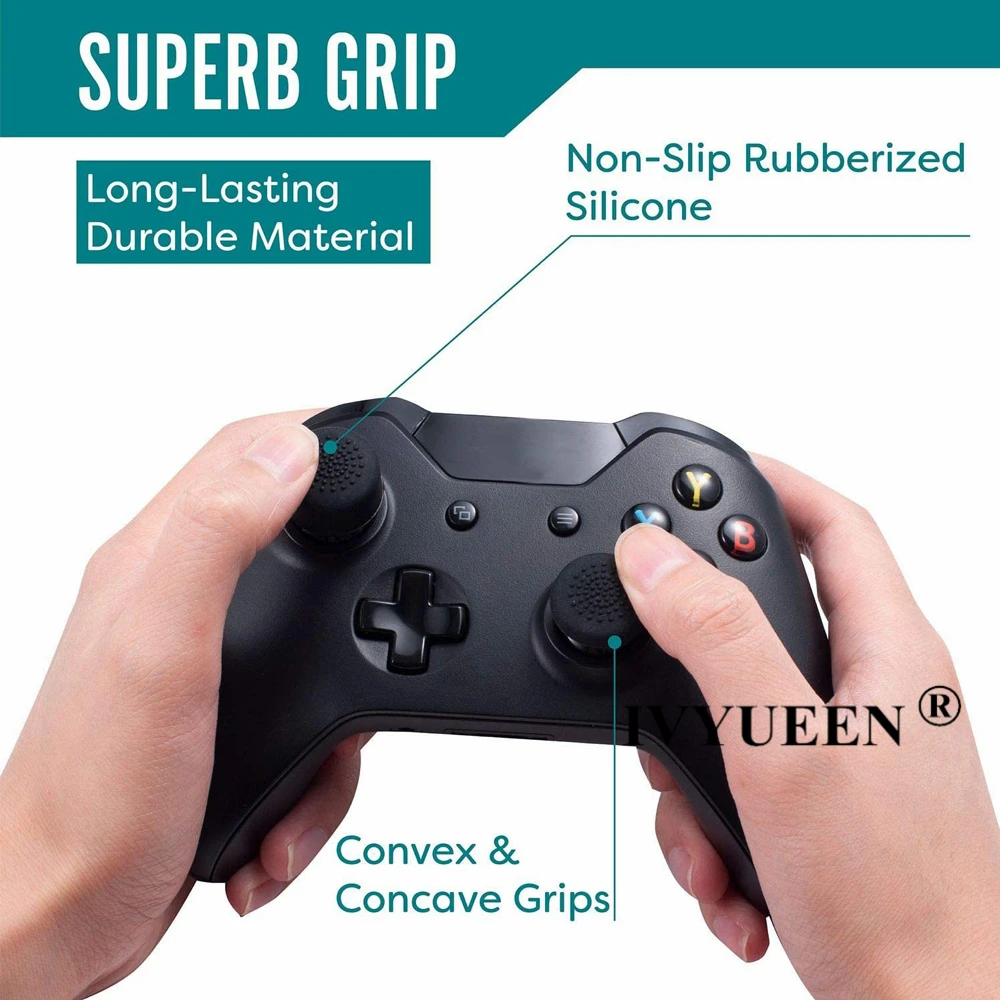 IVYUEEN 8 Pcs Schwarz Analog Stick Joystick Abdeckung für XBox One Serie X S Elite Controller Gamepad Analog Thumbsticks Caps griffe