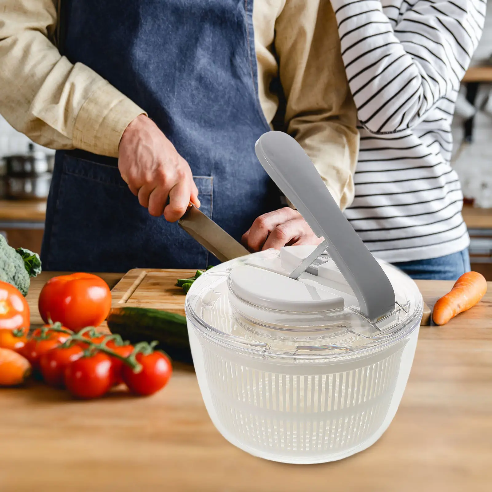 Manual Press Salad Spinner White Vegetable Fruit Drainer Kitchen Basket Lettuce Dryer Fruit Dehydrator Drainer Kitchen Filter