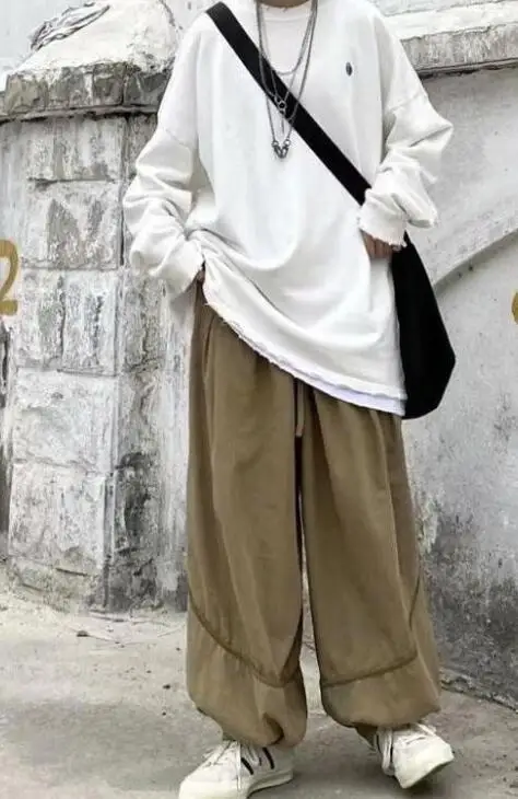 

Baggy Pants Brand Overalls Men's Trend Loose Solid Color Straight Wide-Leg Oversize Mopping Trousers