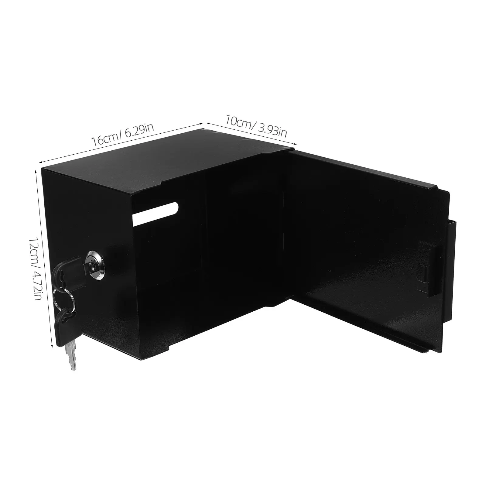 Locked Metal Suggestion Box with Slot Black Large Capacity Donation Comment Feedback Collection Holder for Office School