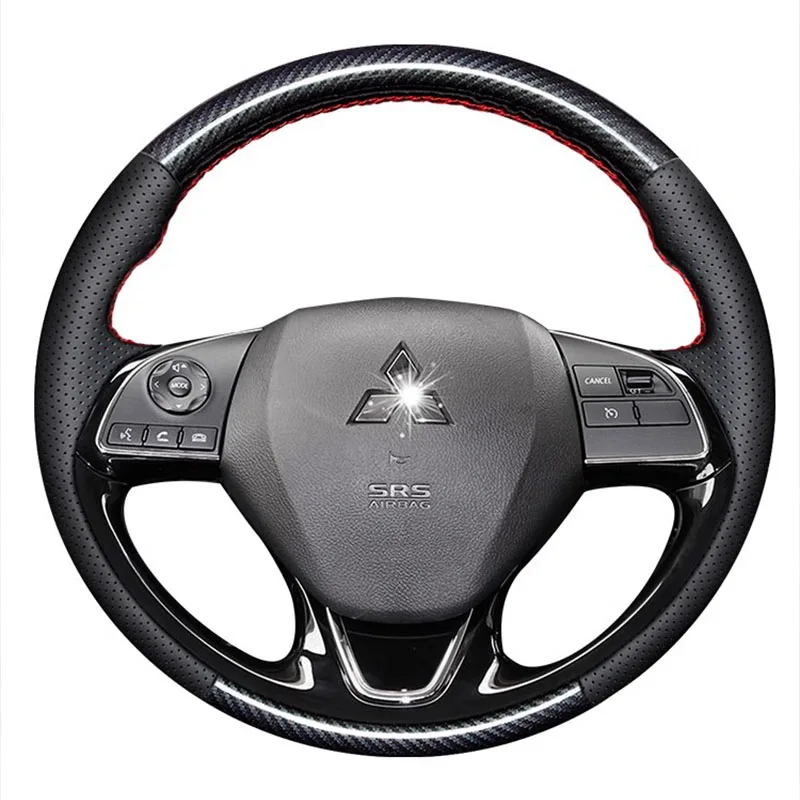 Hand-stitched carbon fibre genuine Leather Car steering wheel For Mitsubishi Outlander 2016 - 2019 ASX18 Eclipse Cross 2018