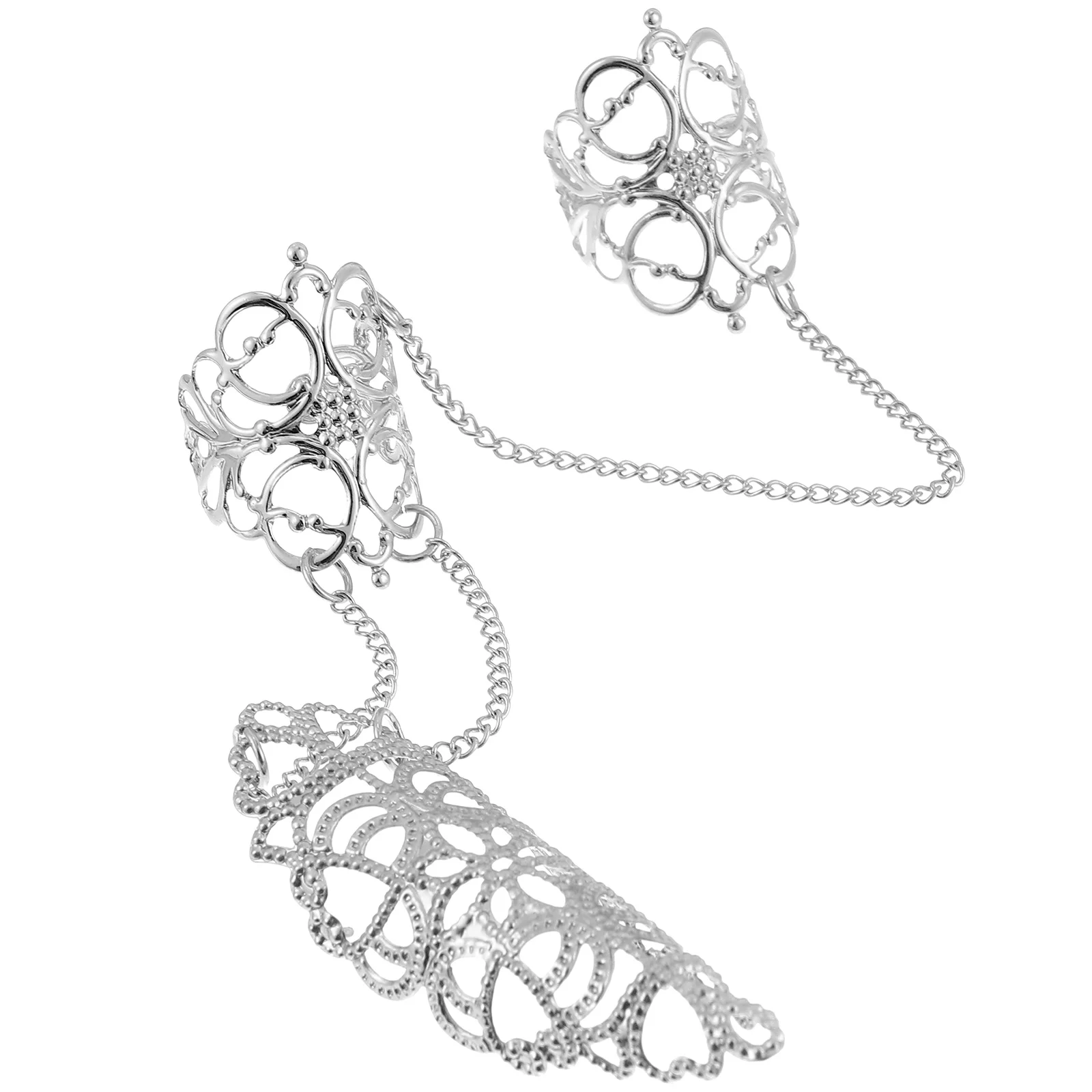

Gun Black Hollow Claw Ring Retro Chain Finger Jewelry Lightweight Comfortable Metal Rings for Women Nail Decor