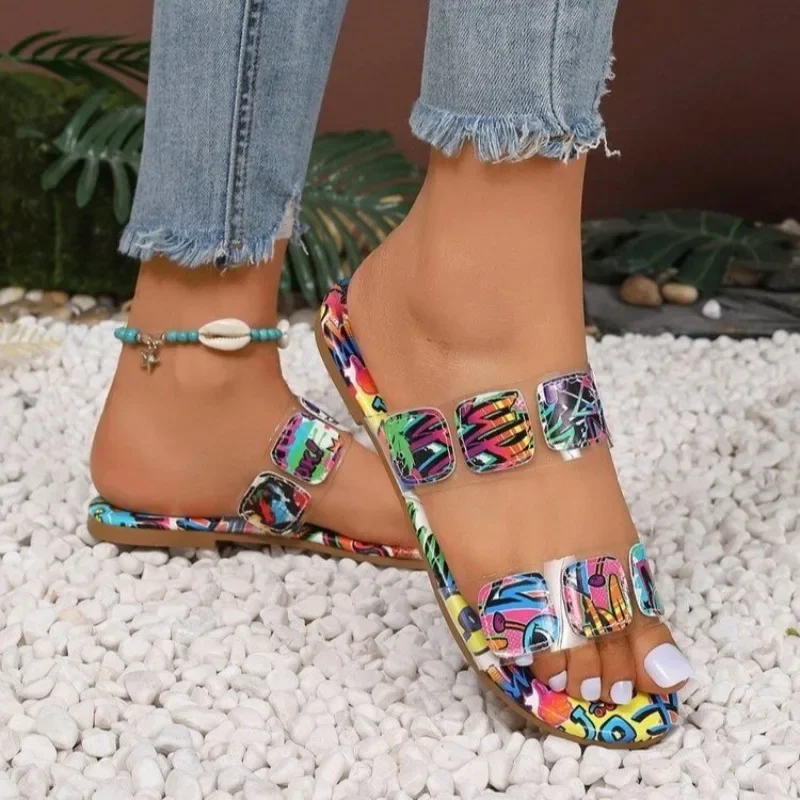 النساء النعال 2025 كعب مربع الصنادل اللمحة تو متعدد إسفين النعال الصيف خفيفة الوزن أحذية أنيقة للنساء الشرائح النساء